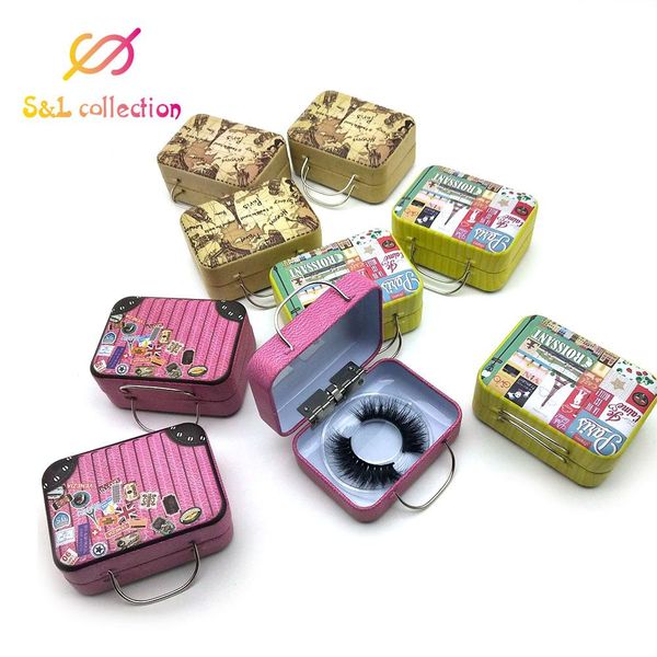 

20pcs design steel eyelash suitcase cute fake lash luggage packaging box mini fashionable empty lash package