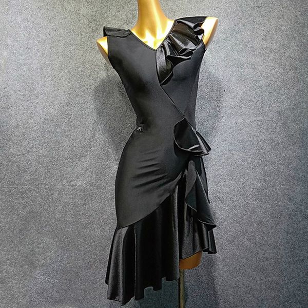 

black latin dance clothes ladies new dance practice skirt dress ballroom dresses, Black;red