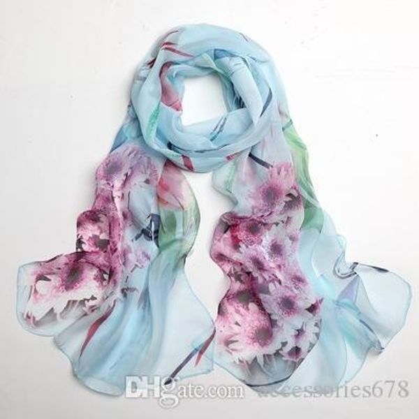 

silk scarves, women's autumn and winter styles, foreign fashion, long scarves, all kinds of silk scarves in spring and autumn 180x70, Blue;gray