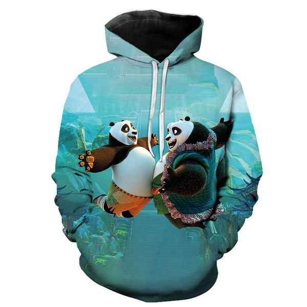 

2020 fashion men women children 3d print cartoon anime panda printed pullover sweatshirt boy girl cool hoodie hoody coat, Black