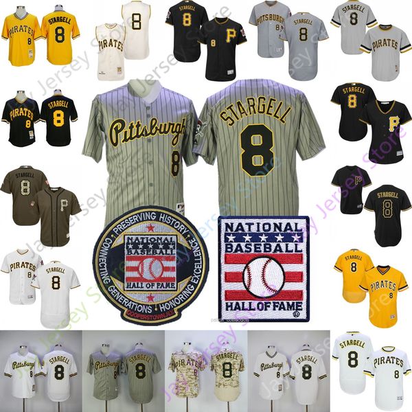 

Willie Stargell Jersey Pittsburgh Cooperstown Pirates MN Baseball Hall Of Fame HOF Patch Men Women Pullover Button Grey Pinstripe Black Yell