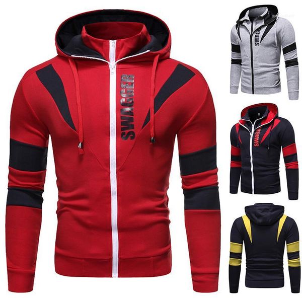 

casual plus size mens clothing double zipper mens designer hoodies spring cardigan long sleeve hooded mens sweatshirts, Black