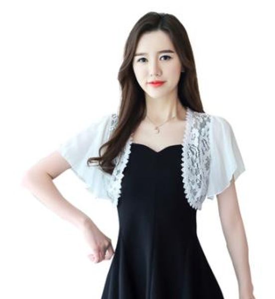 

2019 plus size women's short sleeve jacket shrug lady fashion short cardigans summer outwear ae369, Black;brown