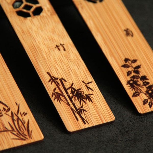 

4pcs wooden bookmarks classic vintage hollow retro chic bookmark fir gifts wif66