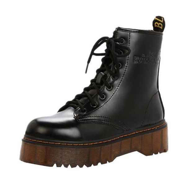 

sagace size 35-40 chunky motorcycle boots for women autumn 2019 3 colors snow plus velvet combat boots ladies shoes, Black