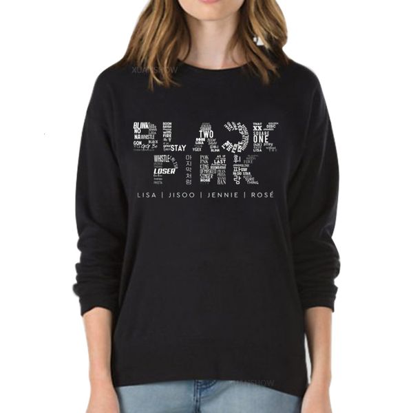 

women designer clothes women hoodie blackpink women sweatshirt clothes kpop black outwear hop sweatshirts pullover fleece