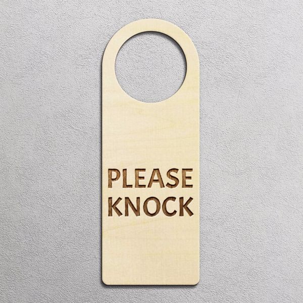Please Knock 2pcs Wooden Wood Door Hanger Room Office Sign Unique Birthday Gift