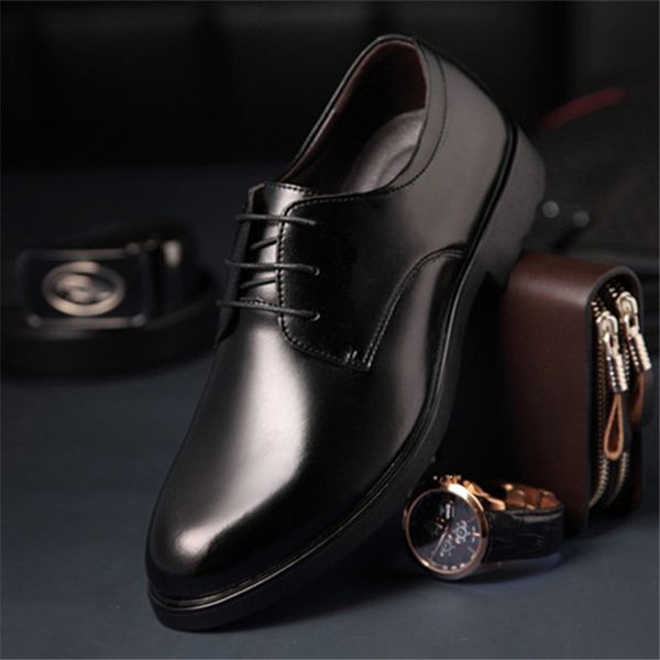 

dress shoes 2021 men formal wedding leather business pointed toe for man men's oxford flats, Black