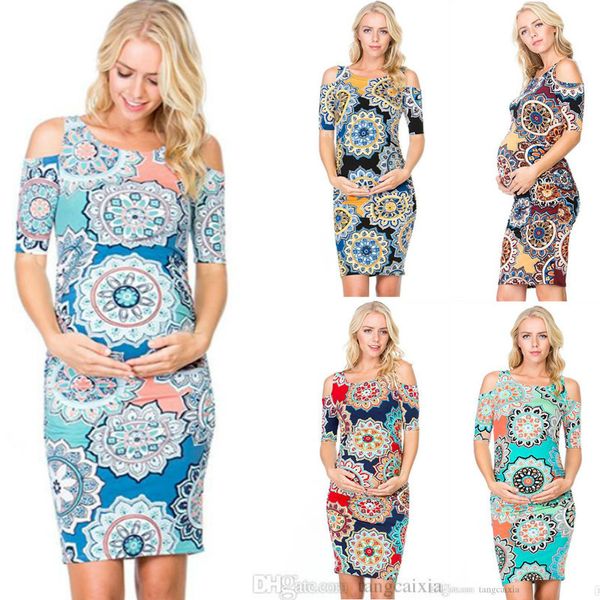 

summer maternity dresses plus size p dress long printing pregnancy dress cotton clothes for pregnant women 10 sizes, White