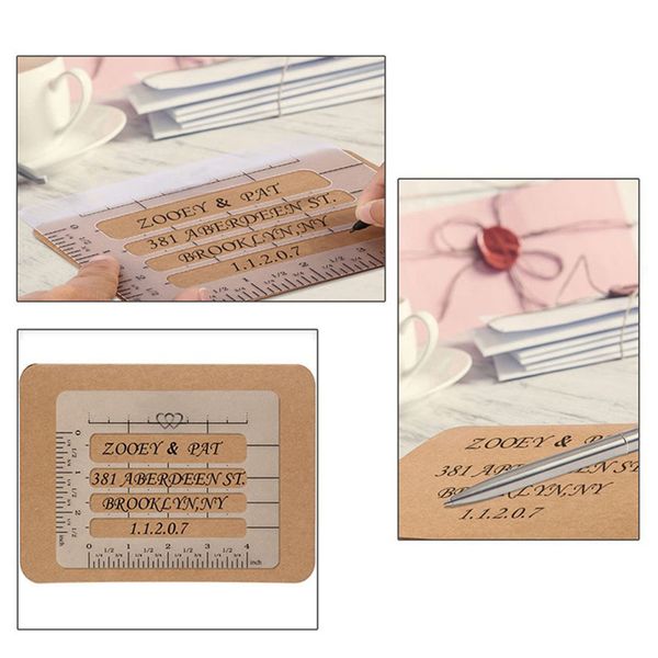 

4pcs notebook multi-use envelope handwriting practice diary stencil set templates rulers addressing guide craft postcards letter