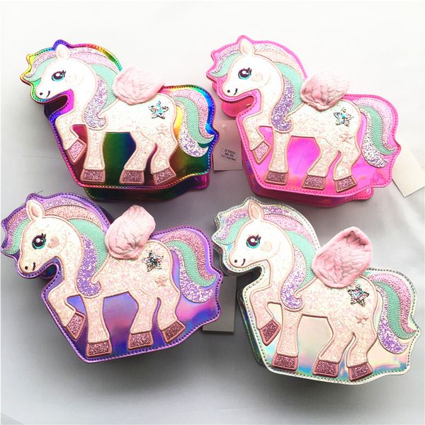 

2019 pu leather unicorn sequins laser girl chain wallet shoulder bag handbag messenger bag mini ladies mobile w