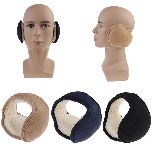 

1pc women men foldable ear muffs winter earmuffs back wear ear warmers warm plush earflap adjustable cover, Blue;gray