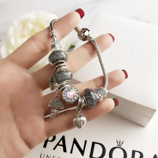 

Aaa68 charm bracelet 925 ilver pandora bracelet come pouch 2018 hipping, Black