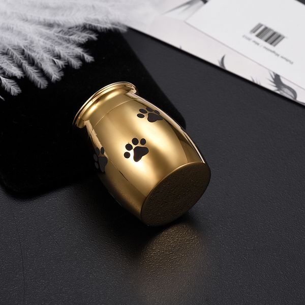 

pt008 never fade gold color mini cremation urn pet paws printed stainless steel cremation jewelry funeral urn ashes holder, Silver