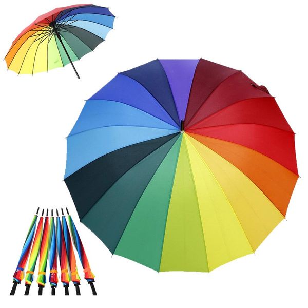 

радуга роскошный зонтик длинная ручка 24k прямой ветрозащитный красочные понги зонтик взрослых солнечный дождливый зонтик зонтик xd19822