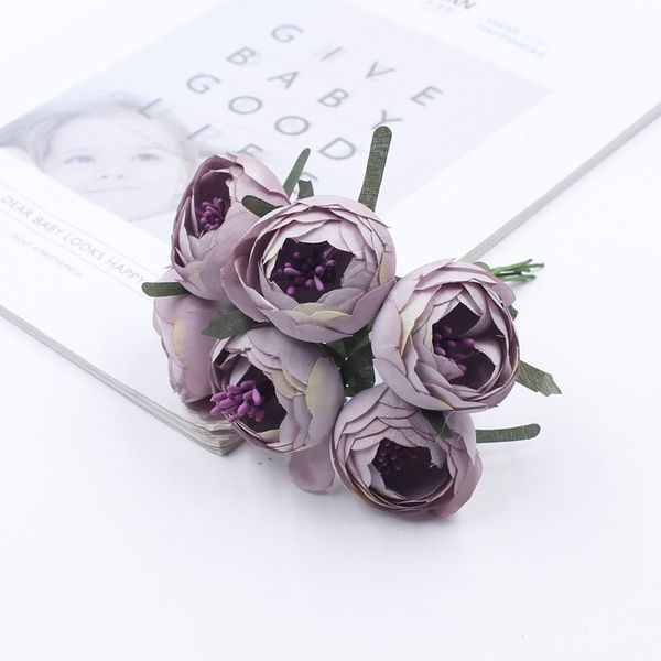

6pcs/lot artificial rose silk flower peony flowers wedding bouquet wedding bridal decor rose flowers for diy scrapbooking
