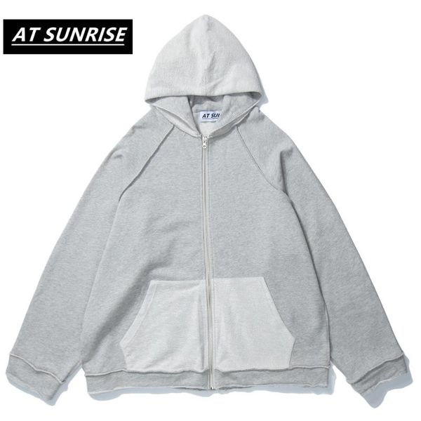 

at sunrise молнии толстовка толстовка мужчины hip hop streetwear harajuku с капюшоном пуловер осень зима хлопок loosesolid цвет hoodie, Black