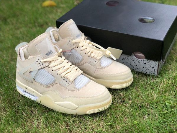 

off authentic 4 sp wmns sail cream white basketball shoes retro muslin white black man women sneakers with original box cv9388-100