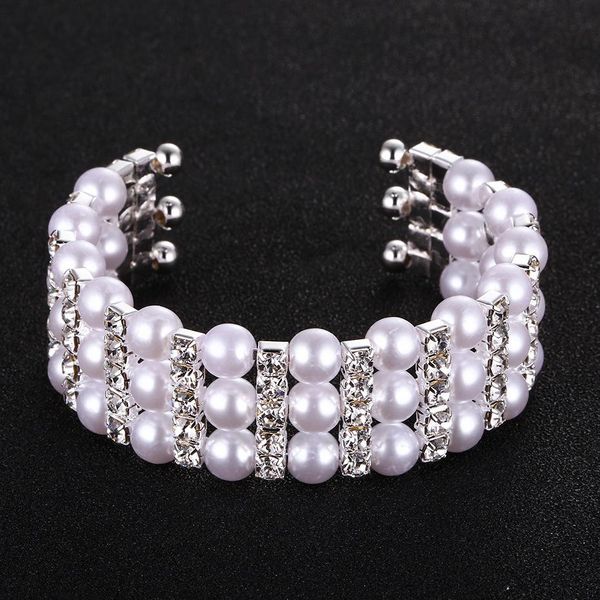 

wrist corsage faux pearl bracelet bridal jewelry wedding accessories lady prom evening party bridal bracelets jewelry, White