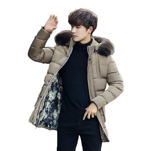

cotton-padded clothes men's mid-length winter thick cotton-padded clothes warm jacket korean-style slim fit men's cotton jacket, Black