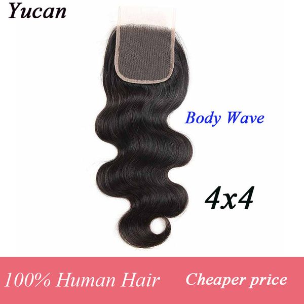 

бразильский девы волос extensions body wave 4x4 средний свободный часть кружева закрытие индийский перуанский человеческих волос объемная во, Black;brown