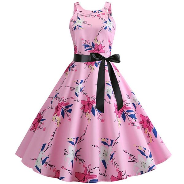 

женщины летние платья 2019 цветочные печати ретро урожай 50s 60s casual офиса партии robe рокабильная midi платья плюс размер vestidos, Black;gray