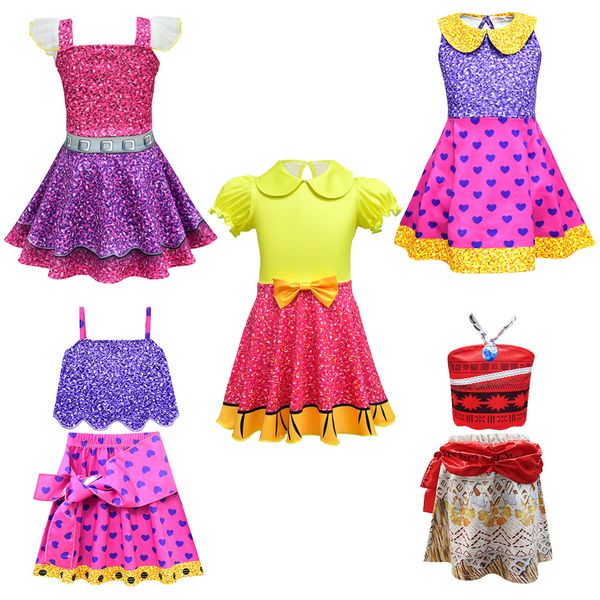

2019 new summer girls lol dress dolls girl birthday party dress halloween christmas child girl cosplay costume kids lol clothes, Red;yellow