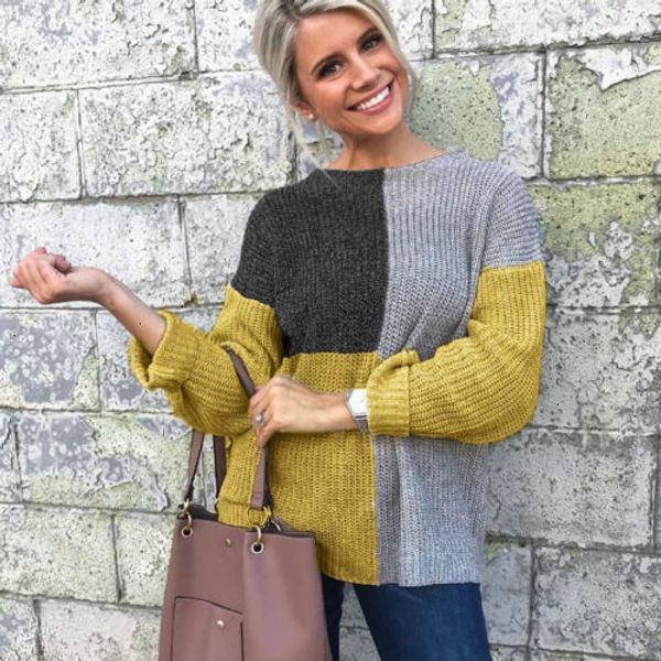 

дизайнер свитер женщины свитера длинные рукава дамы мягкие вязать свитер top женщины осень круглый шеи вязаная ребристые перемычка лоскутная, White;black