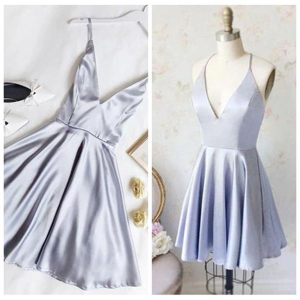 

simple spaghetti straps a-line silver prom dresses short pleated skirt party dresses vestidos de novia, Black