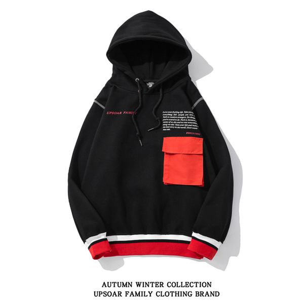 

sshot бренд мужчины балахон дизайнерские мужские и женские улице сплошной цвет письма прилив бренд толстовка с капюшоном повседневный комфор, Black