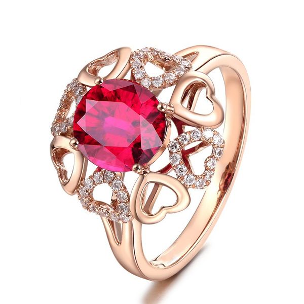 

r438 оптово-мода ювелирные изделия роскошные большие красные cryatal кольца имитация свадебные женщины кольцо в подарок розовое золото сердц, Slivery;golden