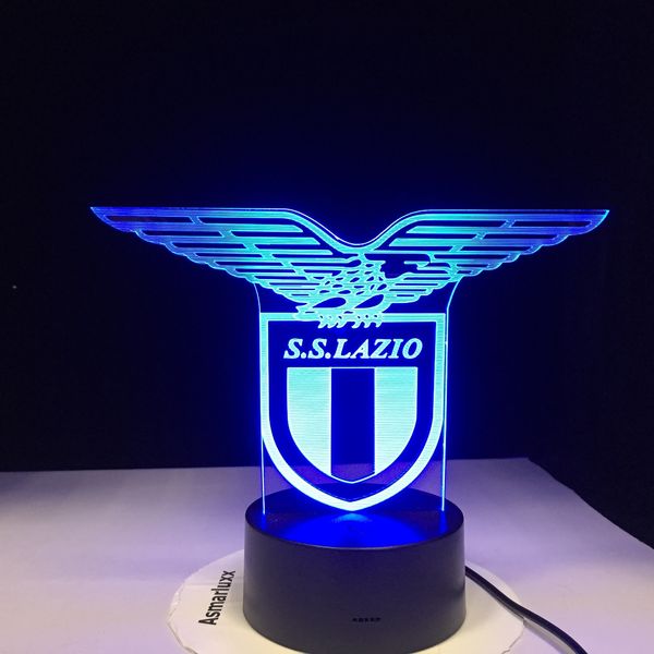 

ss lazio italian club 3d led night light lamp touch sensor 7 colors changing office club home bar room decorative table gift