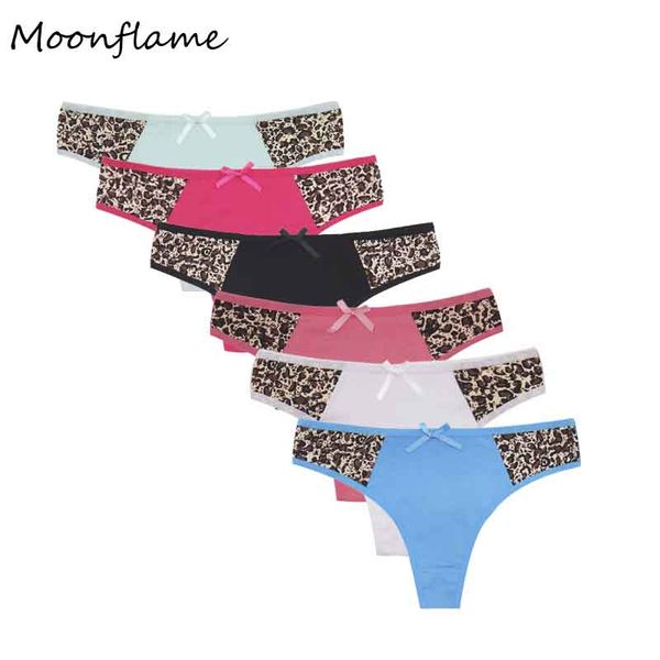 

5 pcs/lots leopard print cotton thong underwear for women 87332, Black;pink
