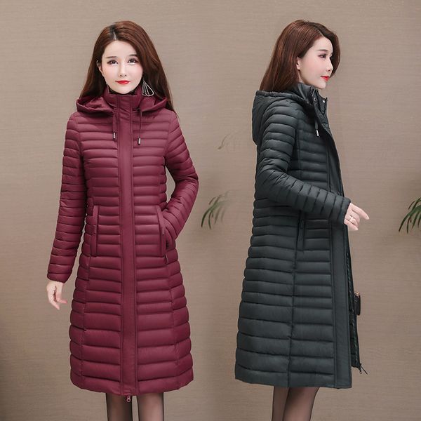 

large size cotton coat women's lightweight slim fit cotton-padded clothes korean-style autumn & winter mid-length down feather c, Blue;black