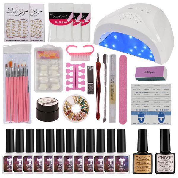 

48w led nail lamp dryer choose 6/12 color gel nail polish tools manicure kit gel varnish set ng