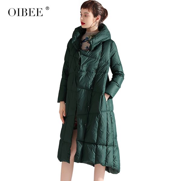 

oibee2019 winter women's new fashion thickening stand collar long down jacket coat, Black