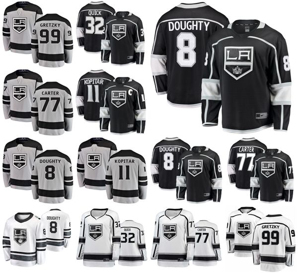 

los angeles kings jerseys 32 jonathan quick jersey 77 jeff carter 8 drew doughty 99 wayne gretzky 11 anze kopitar hockey jerseys stitched, Black;red