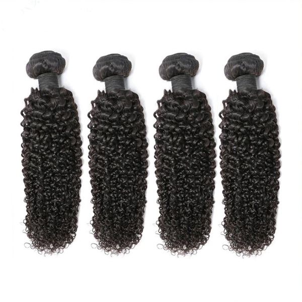 

kinky curly hair bundles peruvian human hair bundles unprocessed remy hair weave sew in extensions 3pcs 300g natural color, Black