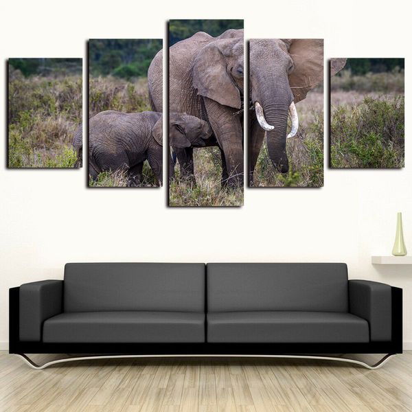 

5 panels canvas wall art africa elephant animal pictures paintings giclee on canvas prints and posters oil paintngs artwork