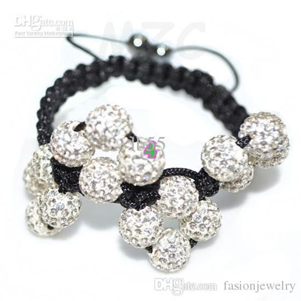 

10mm white rhinestone crystal crystal ball bead bracelet.disco wholesale, Black
