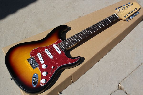 FactorySpecial Fiyat 12 Dizeleri Elektro Gitar Beyaz Pickguard, SSS Pikapları, Gülağacı Klavye, Özel Hizmetler sunan.