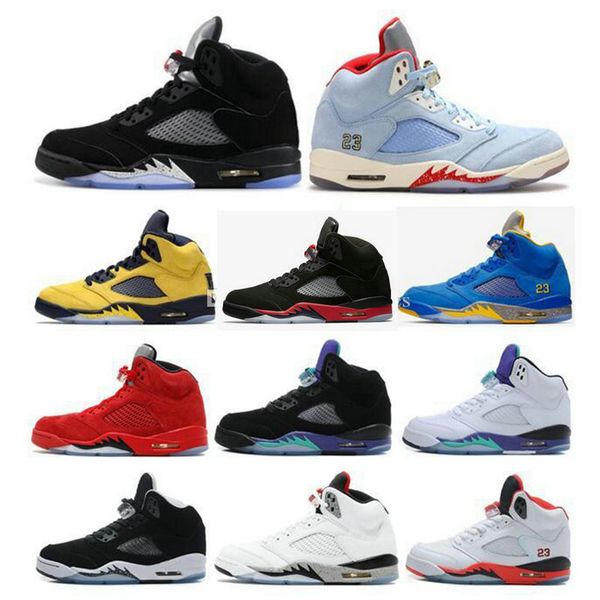

trophy room 5s ice blue men basketball shoes 5 laney yellow bred red suede white cement metallic black designer sport sneaker size 13