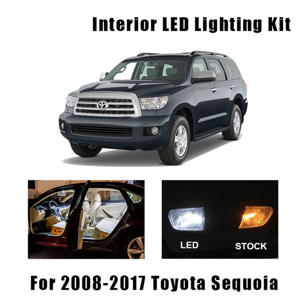 

13pcs white led interior light reading bulbs kit fit for 2008-2013 2014 2015 2016 2017 sequoia cargo mirror license lamp