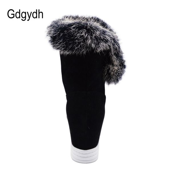 

gdgydh good quality winter women warm shoes platform high heels 2019 black gray real fur ladies snow boots plus size 43 y200115