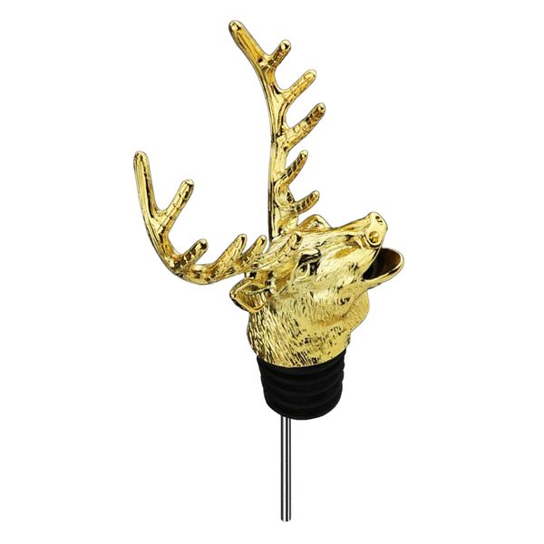 

animal wine pourer and ser wine aerators deer stag head shaped wine pourer novelty head spout ser - golden