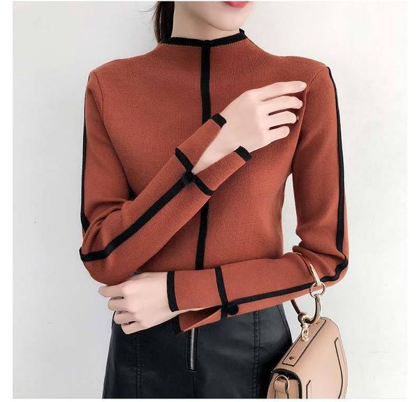 

woman designer sweaters designer sweater female sweater soft korean skinny winter bodycon basic pullovers long sleeve pull female top, White;black