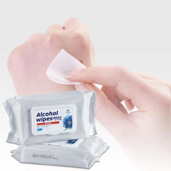 

50pcs/bag antiseptic cleanser sterilized wet tissue disinfection 75% alcohol swabs pads wipes cleaning sterilization wipe