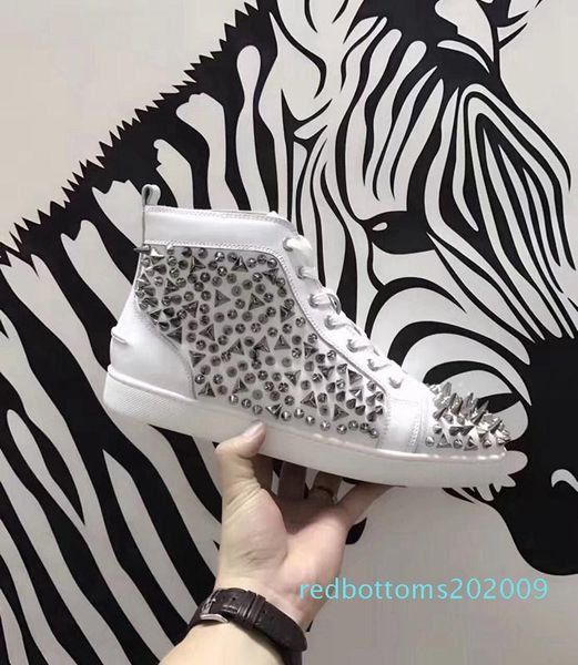 

luxury designer sneakers classical designers shoes red bottom luxury shoes fashion brand studded spikes flat luxury shoe 7 colors l14 r09, Black