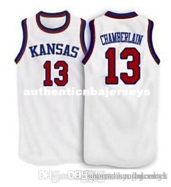 

factory outlet #13 wilt chamberlain kansas jayhawks college basketball jersey white blue embroidery stitched personalized custom jerseys, Black;blue