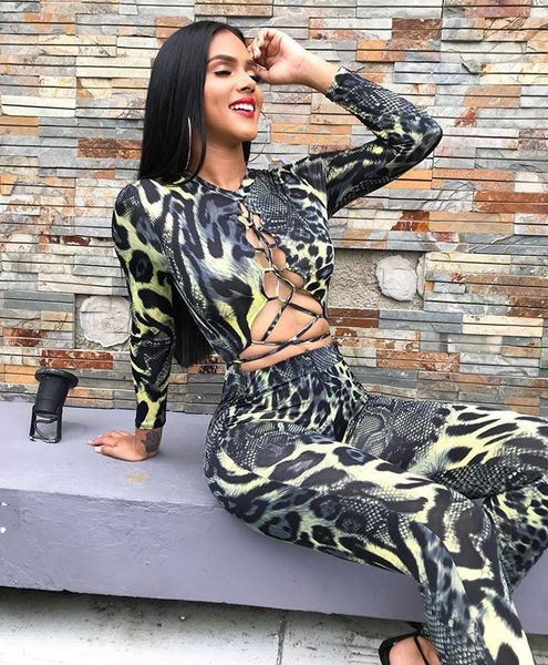 

2019 summer foreign trade new european and american explosion models ladies bandage print jumpsuit big explosion models m865, Black;white